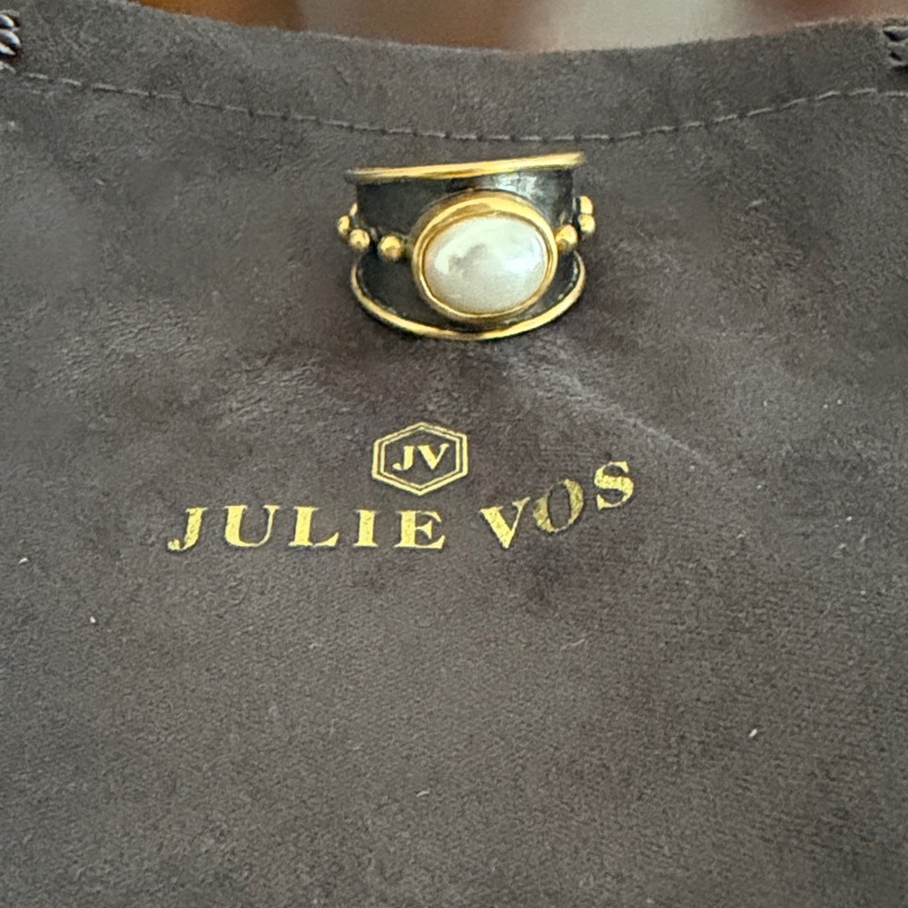 Julie Vos Gold and Silver Ring with Pearl Accent